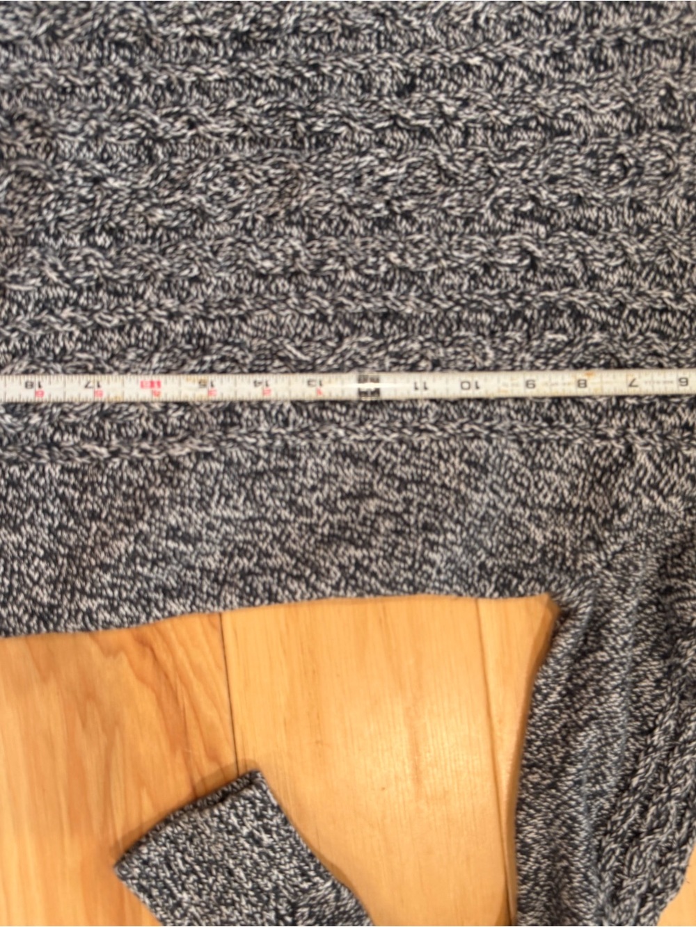L.L. Bean Women's Black & White Marled Cable Crewneck Sweater - Picture 6 of 6